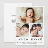 Baby Foto Geboorteaankondiging Liefde en Bedankt Kaart (Voorkant / Achterkant)