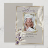 Baby Foto geboorteaankondiging Pampas Grass Kaart (Voorkant / Achterkant)