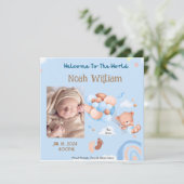 BABY FOTO GEBOORTEAANKONDIGING - TEDDY BEAR SAVE THE DATE (Staand voorkant)