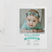 Baby Foto geboorteaankondiging verwelkomend Aankondiging (Voorkant / Achterkant)