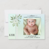 Baby foto geboortedatum foto retro Pastel Script A Bedankkaart (Voorkant)