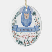 Baby Foto Gepersonaliseerde Baby's 1e Kerstmis Keramisch Ornament (Rechts)