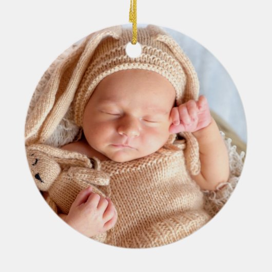 Baby Foto Gepersonaliseerde Baby's 1e Kerstmis Keramisch Ornament (Achterkant)