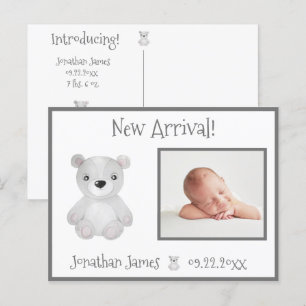 Baby Foto Geslacht Neutrale Typografie Naam Stat Aankondigingskaart