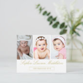 Baby Foto Gold Colored Script Briefkaart (Staand voorkant)