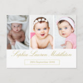 Baby Foto Gold Colored Script Briefkaart (Voorkant)