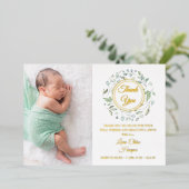 Baby Foto Gold Foil Hartelijk dank Folie Uitnodiging (Staand Voorkant)