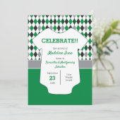 Baby foto Groen/zwart argyle Patroon Aankondiging (Staand voorkant)