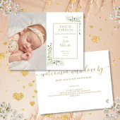 Baby Foto Groene Script Geboorteaankondiging Aankondiging