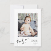 Baby Foto Handgeschreven Moderne Dankjewel Kaart (Voorkant)