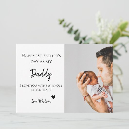 Baby Foto Happy first vaderdag ik hou van je Kaart (Staand voorkant)