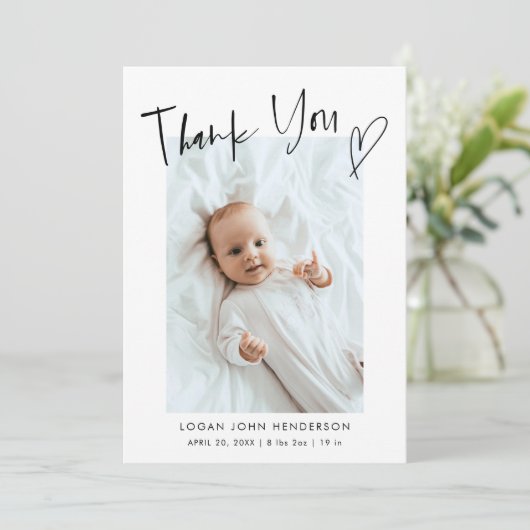 Baby Foto: Hartelijk dank Casual script opdracht Aankondiging (Staand voorkant)