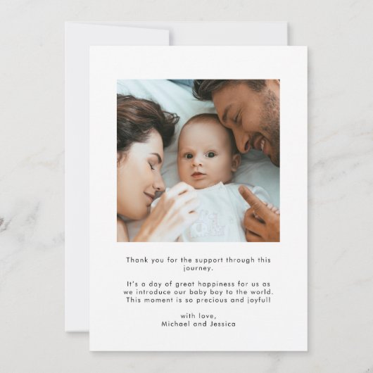 Baby Foto: Hartelijk dank Casual script opdracht Aankondiging (Achterkant)