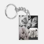 Baby Foto Initiaal Naam Geboortedatum Sleutelhanger (Voorkant Links)