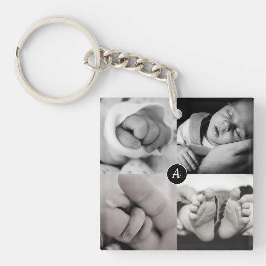 Baby Foto Initiaal Naam Geboortedatum Sleutelhanger (Voorkant)