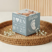 Baby Foto Keepakes & Birth Stats Blue Monogram Kubus