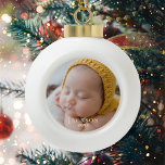 Baby foto Keepomwille Keramische Bal Ornament<br><div class="desc">Voeg de foto,  de naam en het jaar van uw kind toe om dit ornament aan te passen voor een uniek,  mooi cadeau voor het gezin. Grootouders zullen van deze speciale hoer houden!</div>