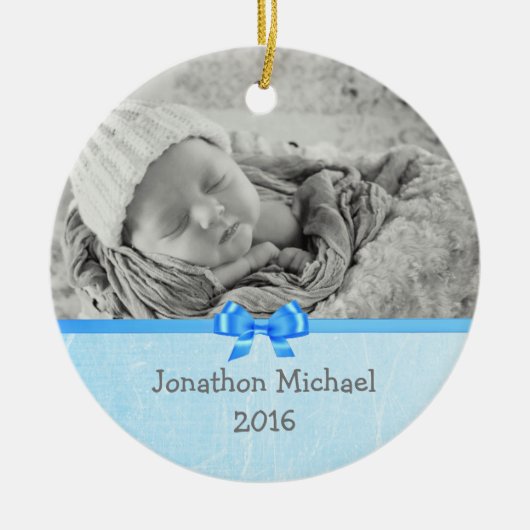 Baby Foto Keepsakes Ornament voor Baby Boy (Voorkant)