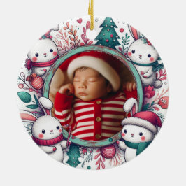 Baby Foto Kerst Bunnies Lijst Keramisch Ornament