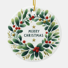 Baby Foto Kerst Mistletoe Krans Keramisch Ornament