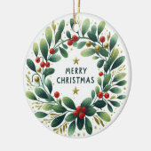 Baby Foto Kerst Mistletoe Krans Keramisch Ornament (Links)