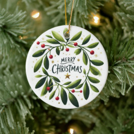 Baby Foto Kerst Mistletoe Krans Keramisch Ornament