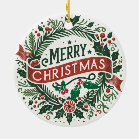 Baby Foto Kerst Mistletoe Krans Keramisch Ornament (Achterkant)