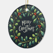 Baby Foto Kerst Mistletoe Krans Keramisch Ornament (Links)