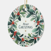 Baby Foto Kerst Mistletoe Krans Keramisch Ornament (Links)