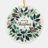 Baby Foto Kerst Mistletoe Krans Keramisch Ornament (Voorkant)