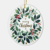 Baby Foto Kerst Mistletoe Krans Keramisch Ornament (Links)