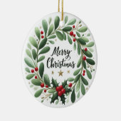 Baby Foto Kerst Mistletoe Krans Keramisch Ornament (Rechts)