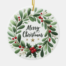 Baby Foto Kerst Mistletoe Krans Keramisch Ornament