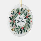 Baby Foto Kerst Mistletoe Krans Keramisch Ornament (Rechts)