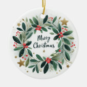Baby Foto Kerst Mistletoe Krans Keramisch Ornament (Voorkant)