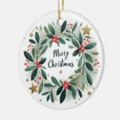 Baby Foto Kerst Mistletoe Krans Keramisch Ornament (Links)