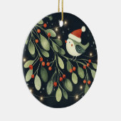 Baby Foto Kerst Mistletoe Robin Krans Keramisch Ornament (Rechts)
