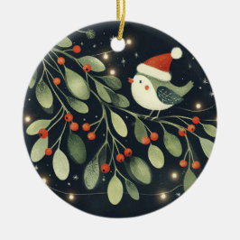 Baby Foto Kerst Mistletoe Robin Krans Keramisch Ornament