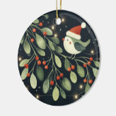 Baby Foto Kerst Mistletoe Robin Krans Keramisch Ornament (Links)