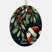 Baby Foto Kerst Mistletoe Robin Krans Keramisch Ornament (Rechts)