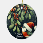 Baby Foto Kerst Mistletoe Robin Krans Keramisch Ornament (Links)