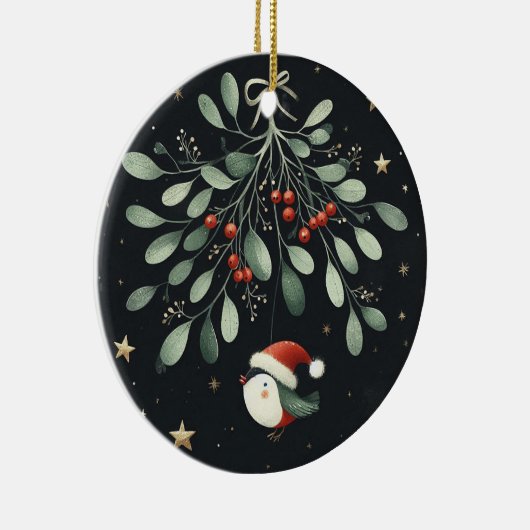 Baby Foto Kerst Mistletoe Robin Krans Keramisch Ornament (Rechts)