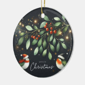 Baby Foto Kerst Mistletoe Robin Krans Keramisch Ornament (Links)