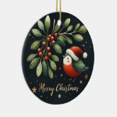 Baby Foto Kerst Mistletoe Robin Krans Keramisch Ornament (Rechts)
