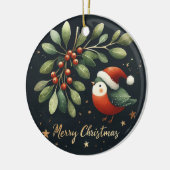 Baby Foto Kerst Mistletoe Robin Krans Keramisch Ornament (Links)