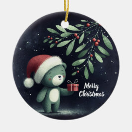 Baby Foto Kerst Mistletoe Robin Krans Keramisch Ornament