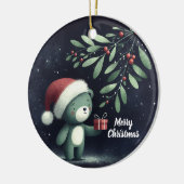 Baby Foto Kerst Mistletoe Robin Krans Keramisch Ornament (Links)