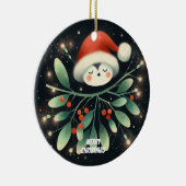 Baby Foto Kerst Mistletoe Robin Krans Keramisch Ornament (Rechts)