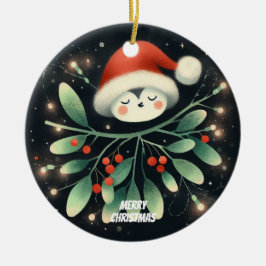Baby Foto Kerst Mistletoe Robin Krans Keramisch Ornament