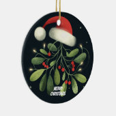 Baby Foto Kerst Mistletoe Robin Krans Keramisch Ornament (Rechts)